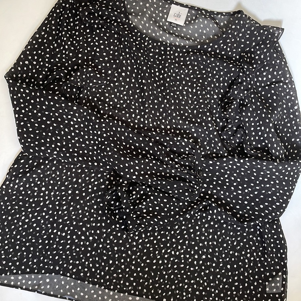 CAbi Black Polka Dot Long-Sleeve Blouse